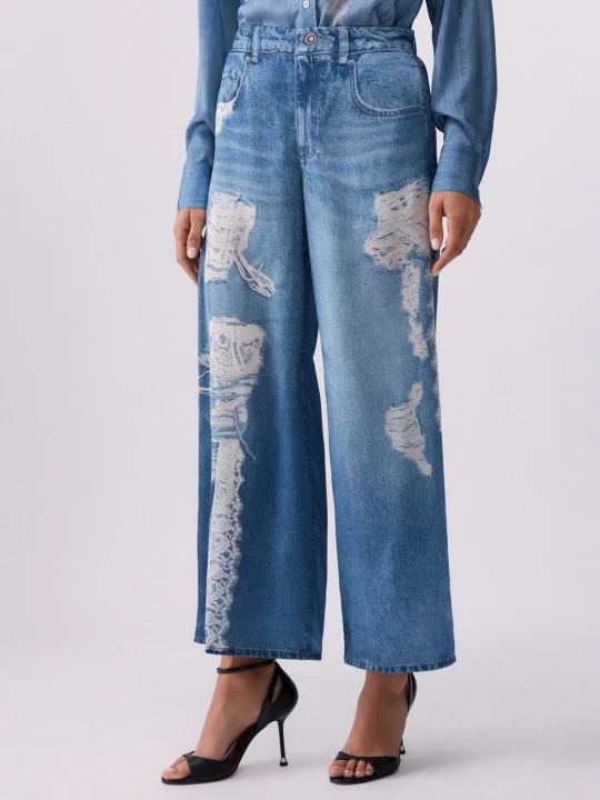 Zdjęcie produktu Liu Jo Flared Digital-print Trousers Blue Denim