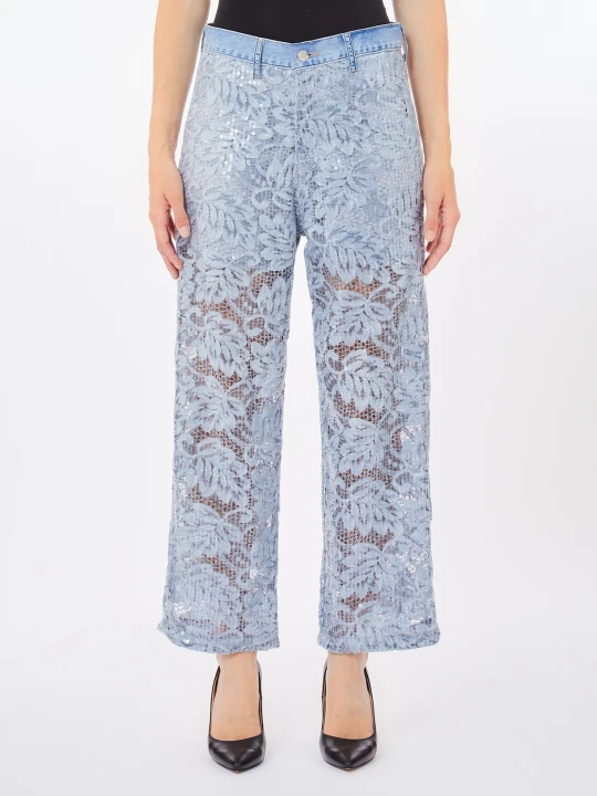 Zdjęcie produktu Liu Jo Flared Lace Trousers Light Blue Denim