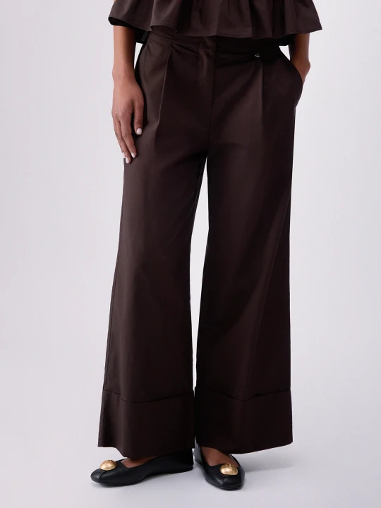 Zdjęcie produktu Liu Jo Flared Poplin Trousers Dark Brown