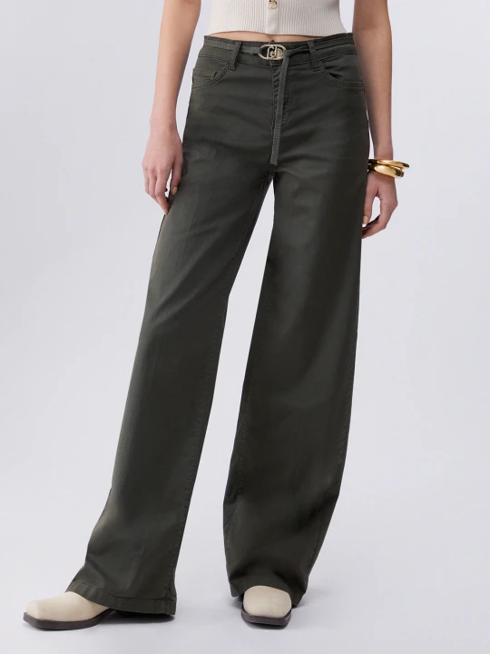 Zdjęcie produktu Liu Jo Flared Trousers With Belt Olive Green