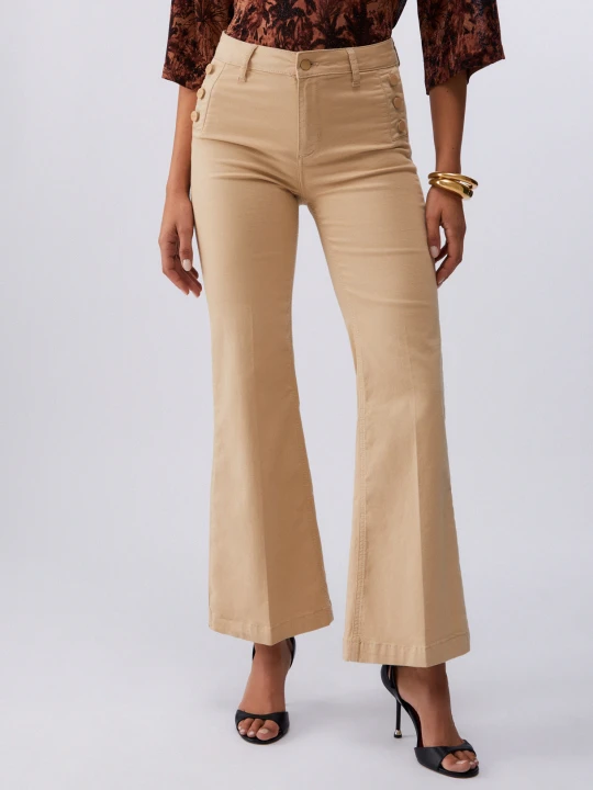 Zdjęcie produktu Liu Jo Flared Trousers With Branded Buttons beżowy
