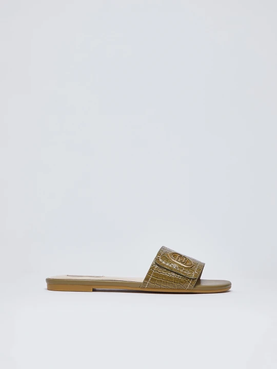 Zdjęcie produktu Liu Jo Flat Crocodile-print Sandals Khaki Green