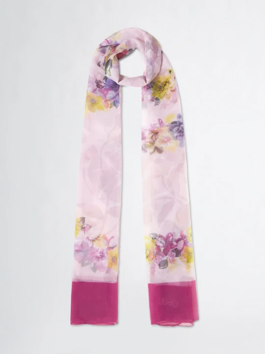 Zdjęcie produktu Liu Jo Floral Shawl With Logo różowy