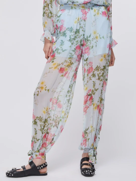 Zdjęcie produktu Liu Jo Floral Trousers Floral Light Blue