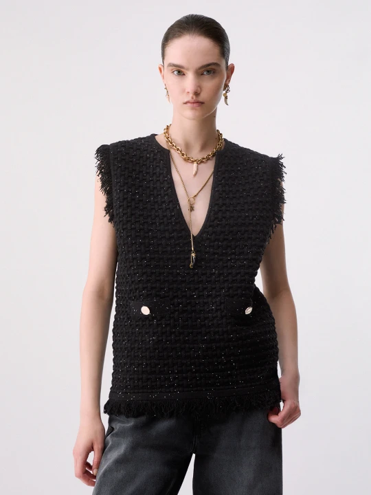 Zdjęcie produktu Liu Jo Vest With Details Frayed czarny