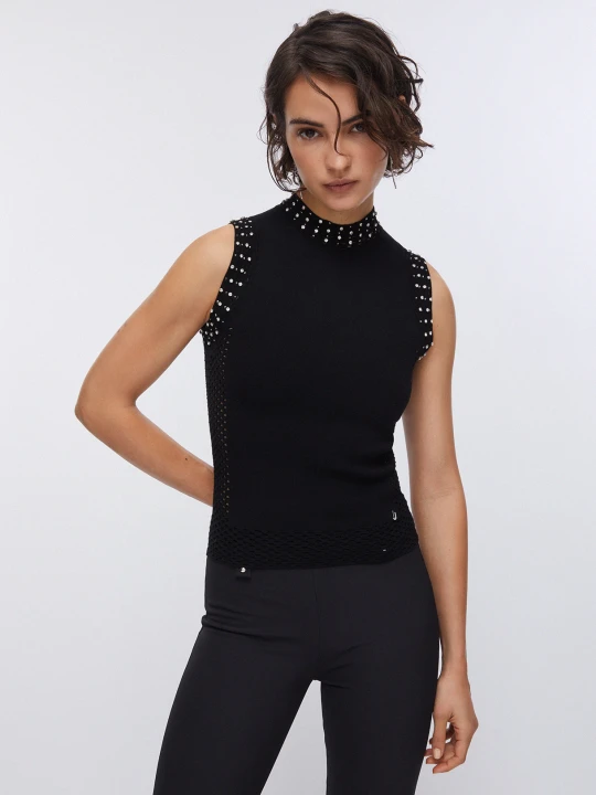 Zdjęcie produktu Liu Jo Gilet With Jewel Embroidery czarny