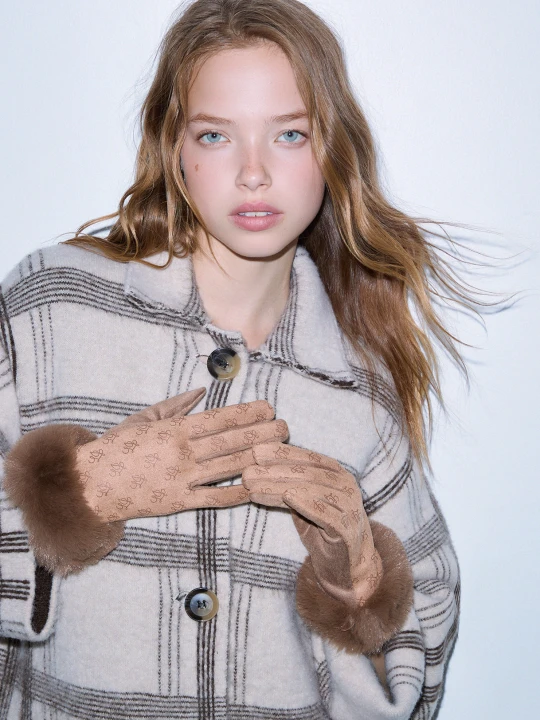 Zdjęcie produktu Liu Jo Gloves With Faux Fur Details Camel