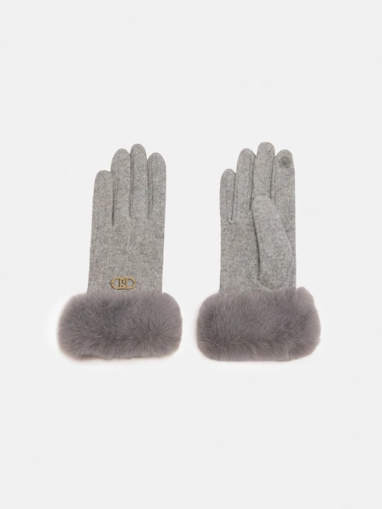 Zdjęcie produktu Liu Jo Gloves With Faux Fur Details Ice Grey