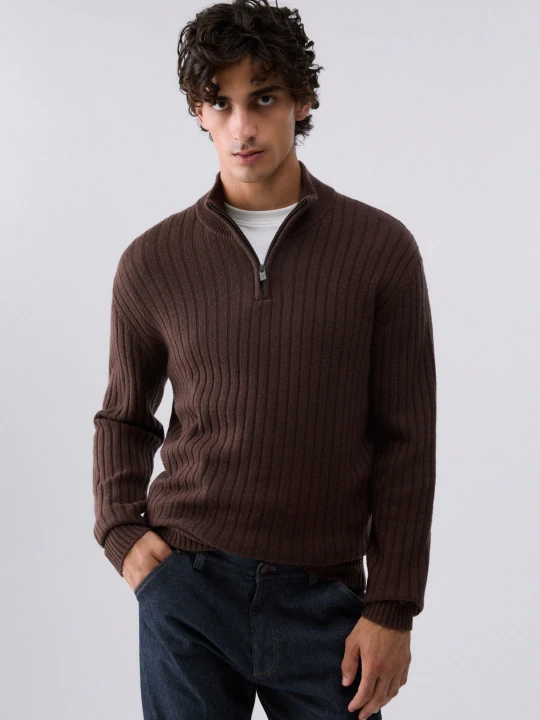 Zdjęcie produktu Liu Jo Knit Half Zip In Wool And Cashmere brązowy