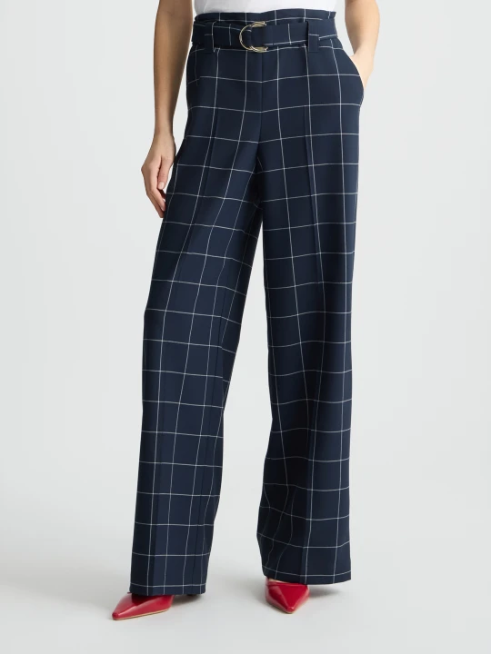 Zdjęcie produktu Liu Jo High-rise Check Trousers niebieski