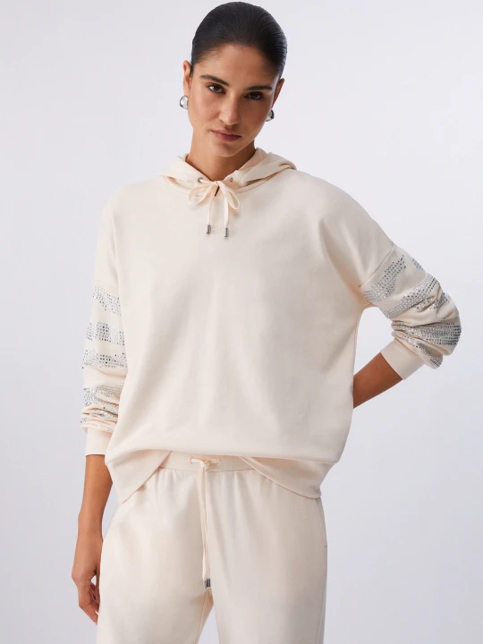 Zdjęcie produktu Liu Jo Hooded Sweatshirt With Appliqués Champagne