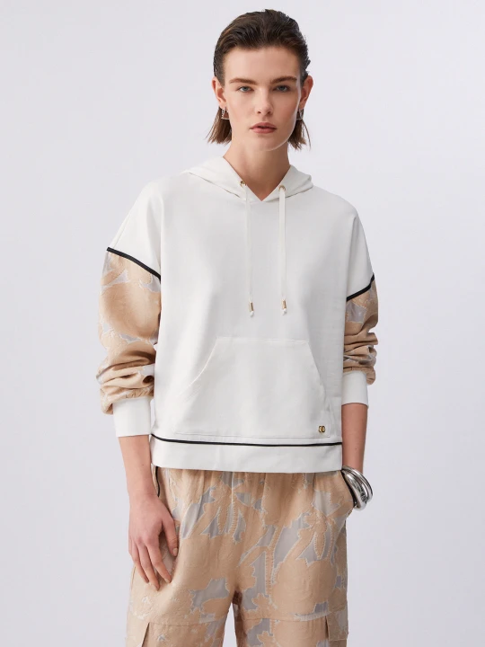 Zdjęcie produktu Liu Jo Hooded Sweatshirt With Organza Details beżowy