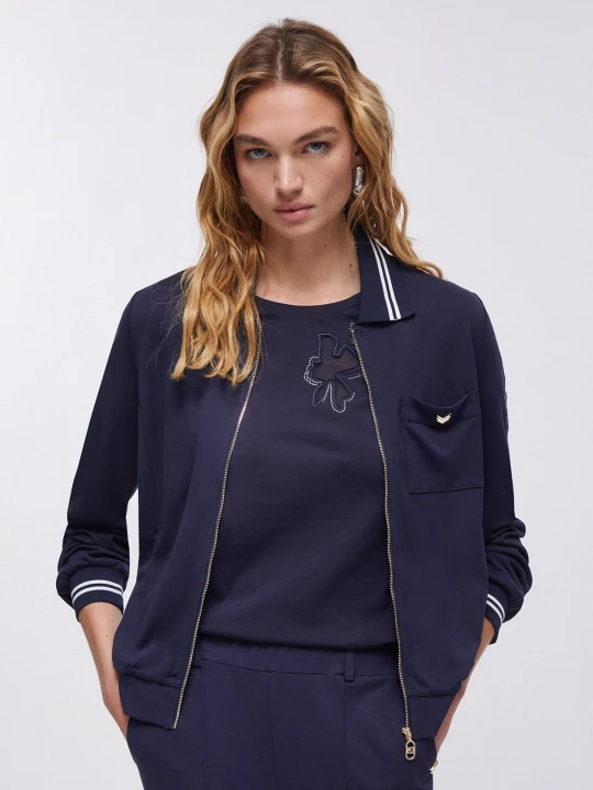 Zdjęcie produktu Liu Jo Interlock Sweatshirt With Zip Dark Blue