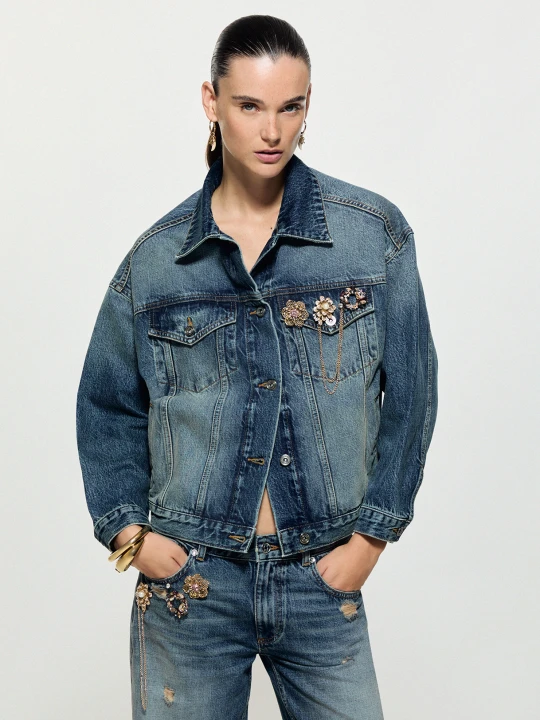 Zdjęcie produktu Liu Jo Jacket In Denim With Spille Jewel Dark Blue Denim