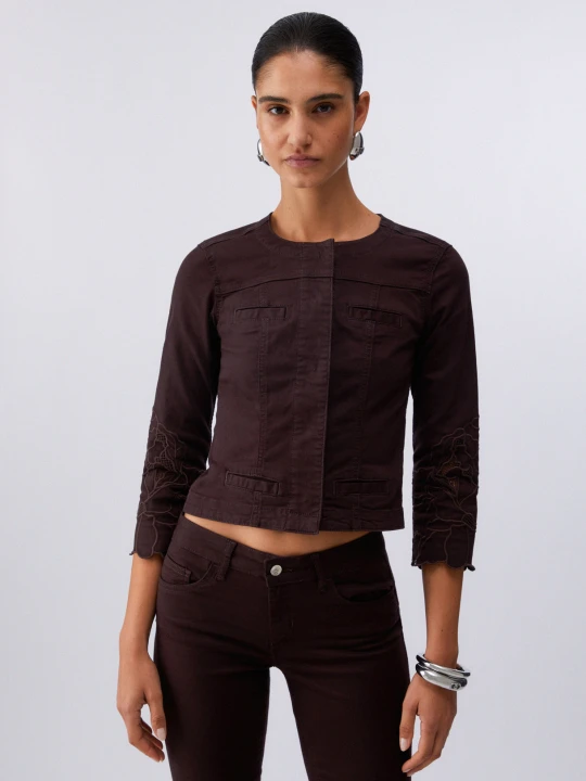 Zdjęcie produktu Liu Jo Jacket With Broderie Anglaise Dark Brown