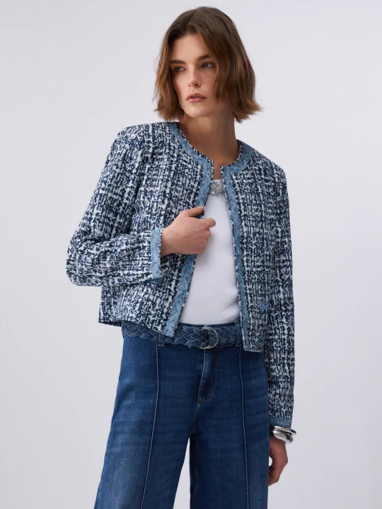 Zdjęcie produktu Liu Jo Jacket With Digital Bouclé-effect Print niebieski