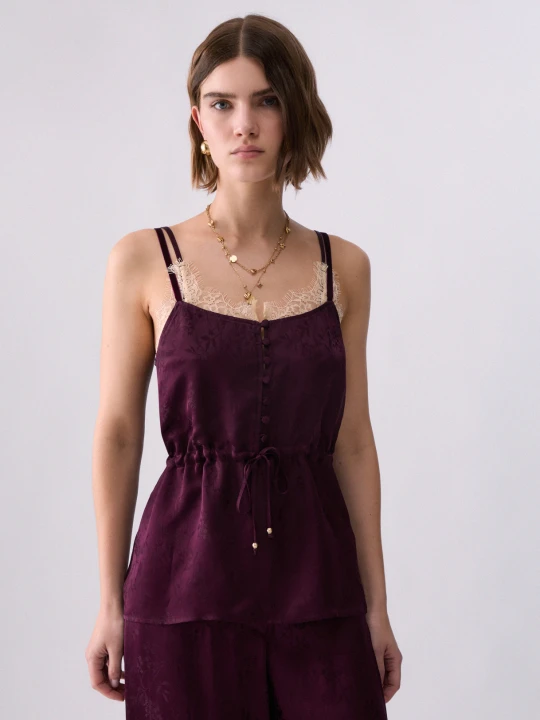 Zdjęcie produktu Liu Jo Jacquard Satin Lingerie Top Aubergine