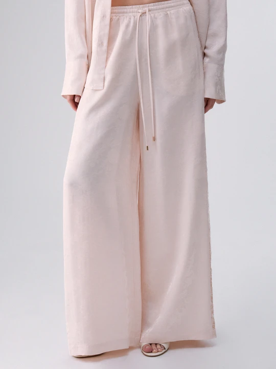 Zdjęcie produktu Liu Jo Jacquard Trousers With Valencienne Lace Cream