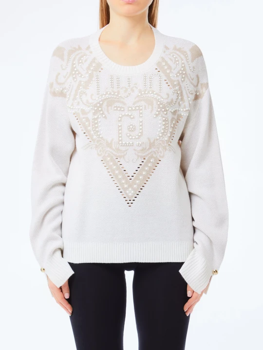 Zdjęcie produktu Liu Jo Jacquard Wool Sweater biały