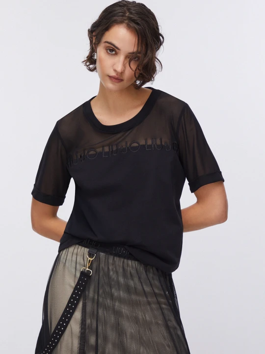 Zdjęcie produktu Liu Jo Jersey And Mesh T-shirt czarny