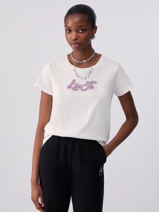 Zdjęcie produktu Liu Jo Jersey T-shirt With Logo White Wool