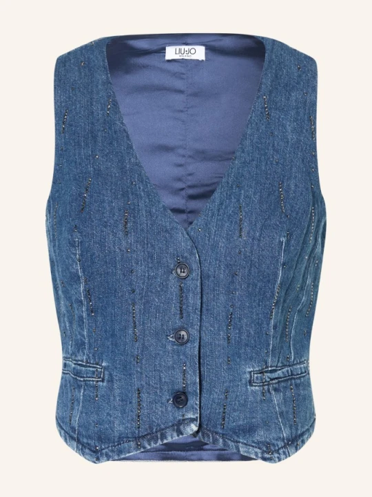Zdjęcie produktu Liu Jo Kamizelka Jeansowa Z Kamieniami Ozdobnymi blau NIEBIESKI