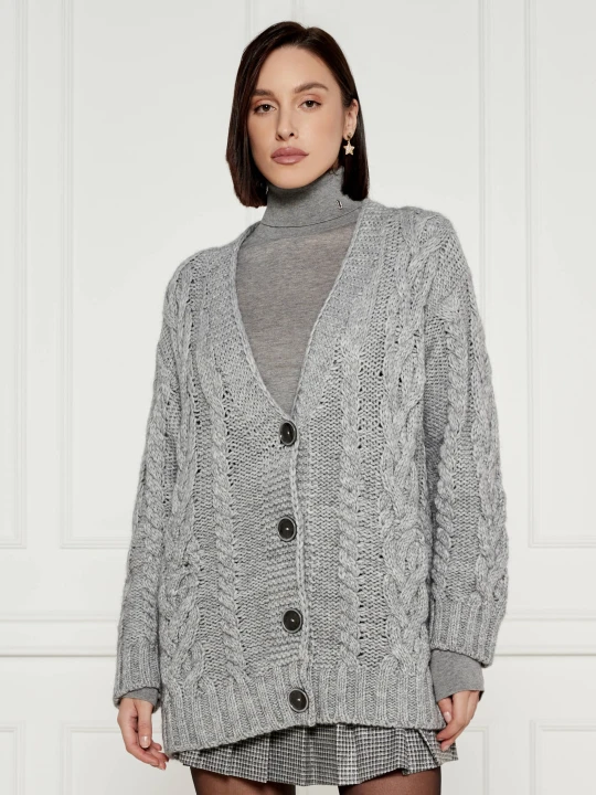 Zdjęcie produktu Liu Jo Kardigan | Oversize fit | z dodatkiem wełny szary