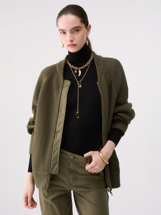 Zdjęcie produktu Liu Jo Knit Bomber With Nylon Inserts zielony