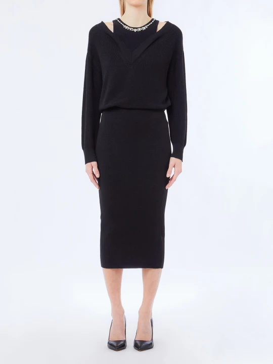 Zdjęcie produktu Liu Jo Knit Dress With Bejewelled Embroidery czarny