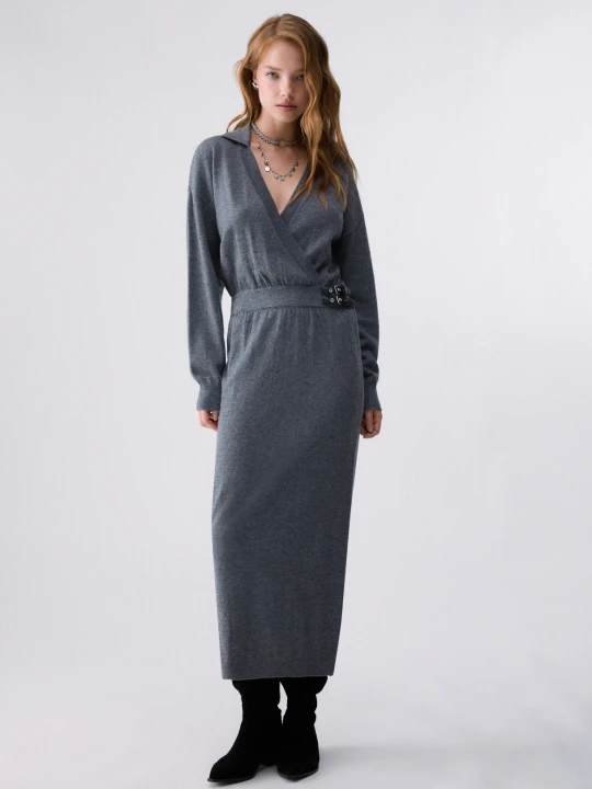 Zdjęcie produktu Liu Jo Knit Dress With Buckles Grey Mélange