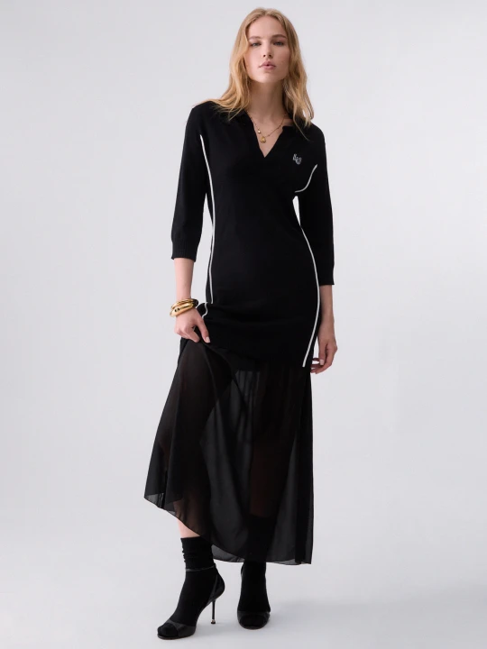 Zdjęcie produktu Liu Jo Knit Dress With Georgette Insert czarny