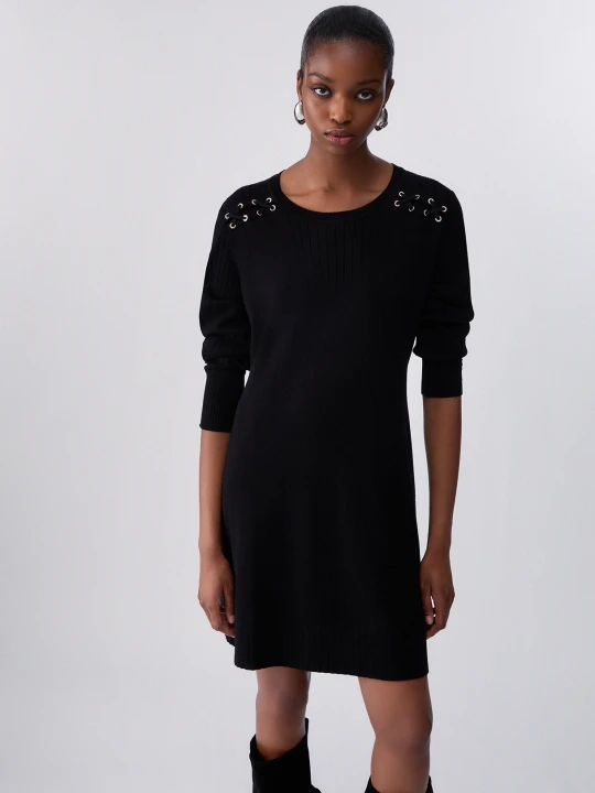 Zdjęcie produktu Liu Jo Knit Dress With Laces czarny