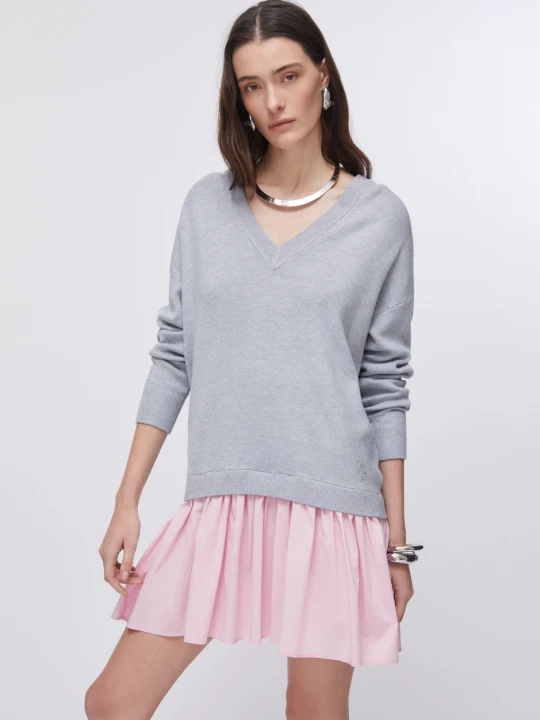 Zdjęcie produktu Liu Jo Knit Dress With Poplin Inserts szary
