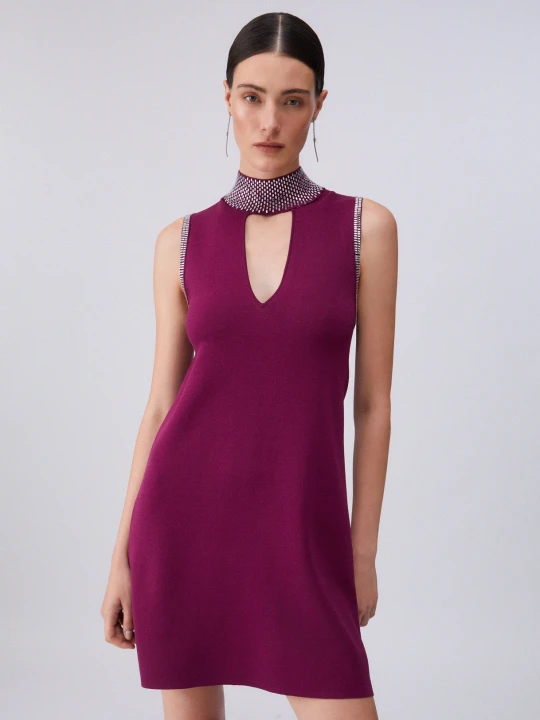 Zdjęcie produktu Liu Jo Knit Dress With Rhinestones purpurowy