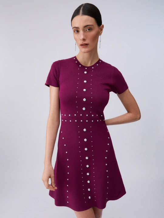 Zdjęcie produktu Liu Jo Knit Dress With Studs purpurowy