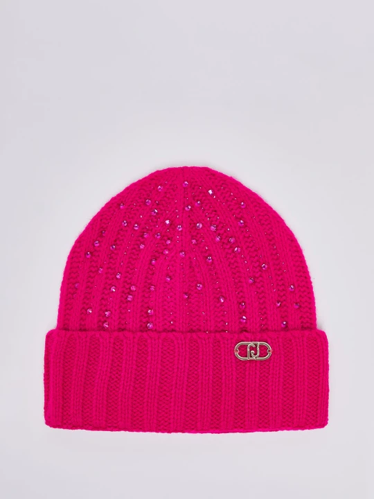 Zdjęcie produktu Liu Jo Knit Hat With Rhinestones Bright Pink
