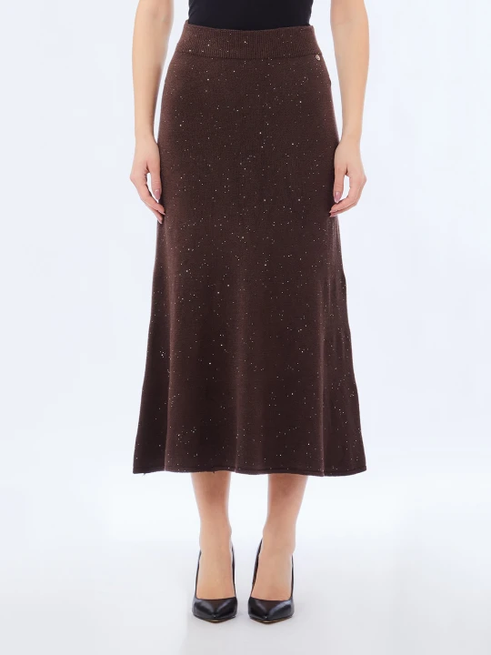Zdjęcie produktu Liu Jo Knit Midi Skirt With Sequins Chocolate