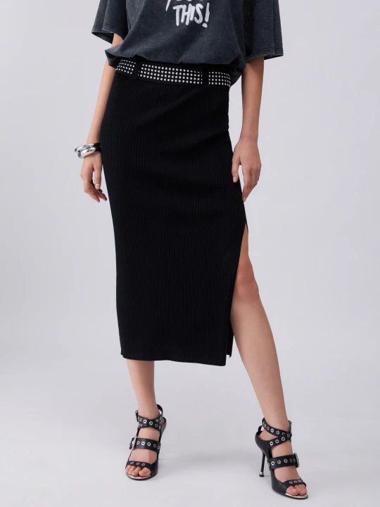 Zdjęcie produktu Liu Jo Knit Midiskirt With Studs czarny