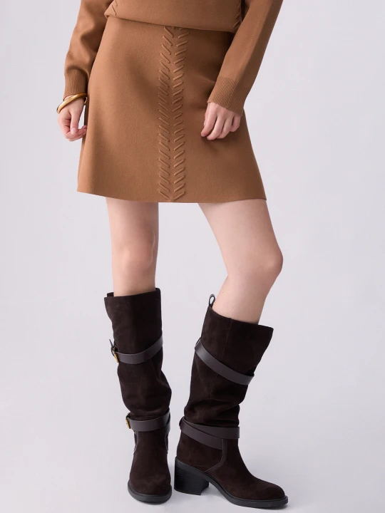 Zdjęcie produktu Liu Jo Knit Mini Skirt With Braided Details beżowy