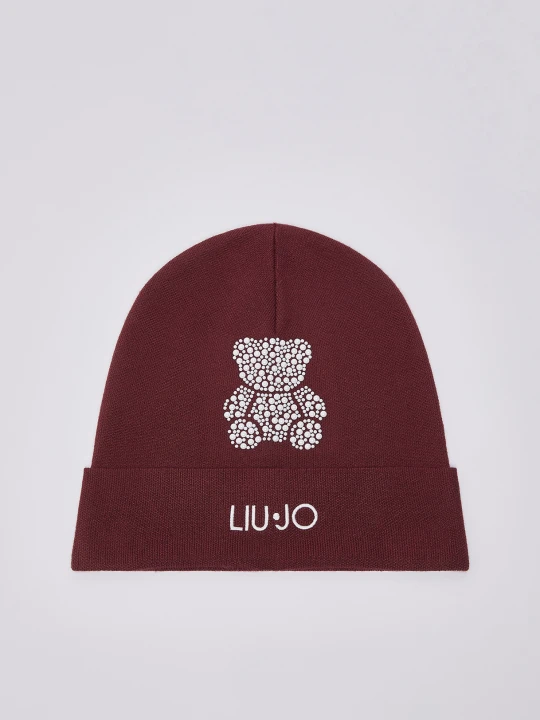Zdjęcie produktu Liu Jo Knitted Hat With Rhinestones Dark Red