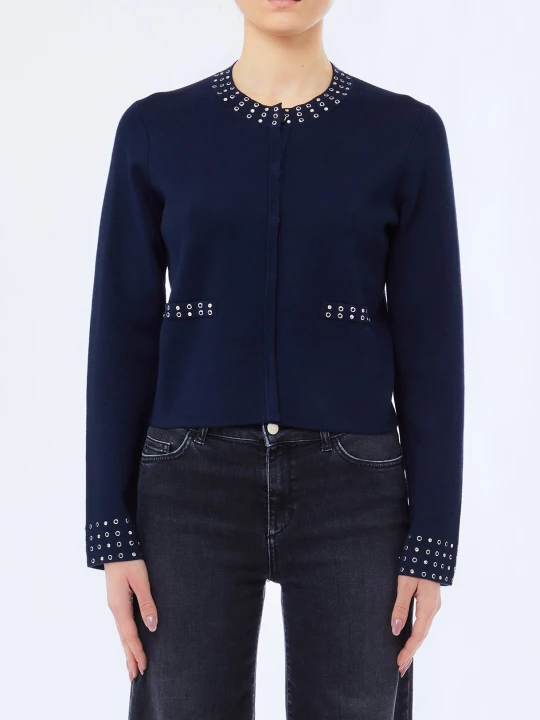 Zdjęcie produktu Liu Jo Knitted Jacket With Rhinestones Dark Blue