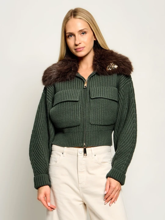 Zdjęcie produktu Liu Jo Kurtka | Cropped Fit | z dodatkiem wełny zielony