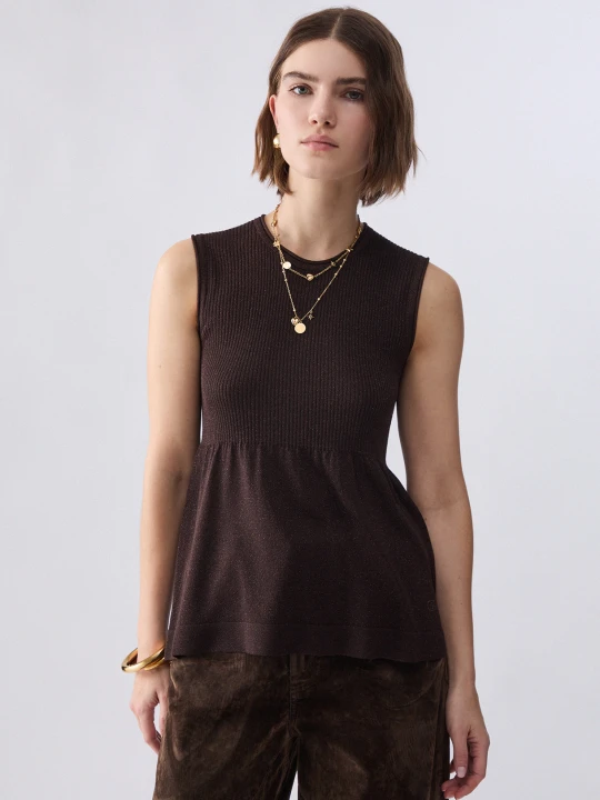 Zdjęcie produktu Liu Jo Top In Knit Lamé Dark Brown