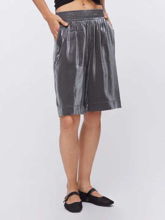 Zdjęcie produktu Liu Jo Laminated Fabric Bermuda Shorts szary