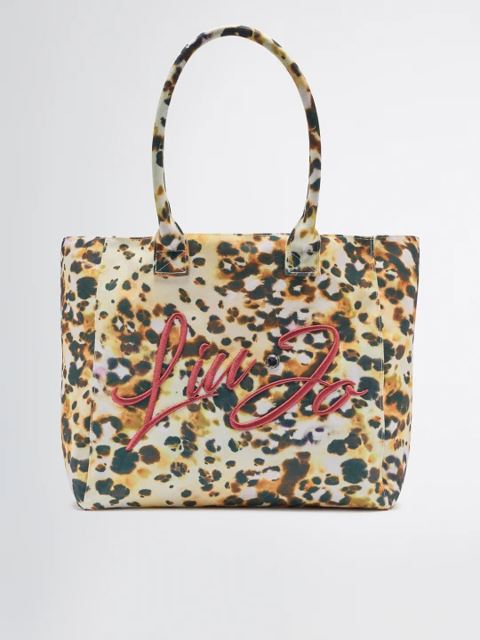 Zdjęcie produktu Liu Jo Large Printed Canvas Tote Bag Red Animal Print