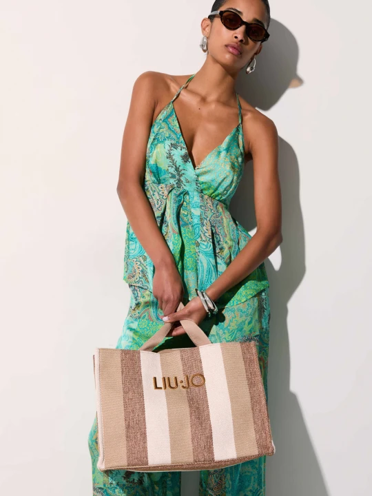 Zdjęcie produktu Liu Jo Large Striped Tote Bag Sand