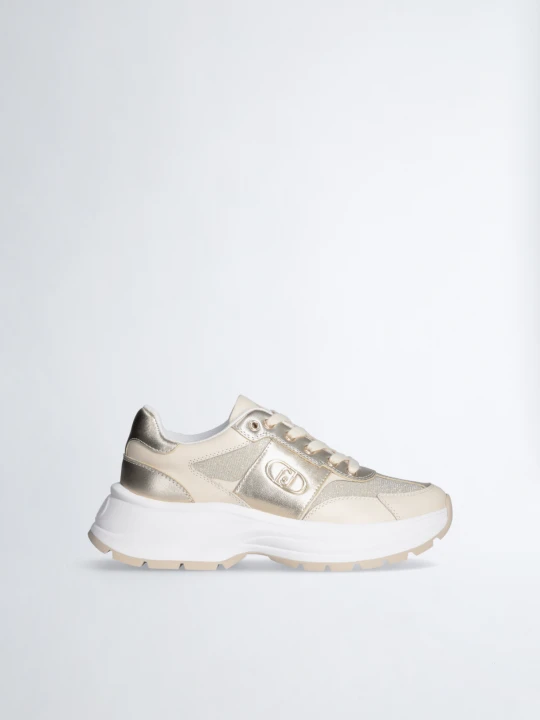 Zdjęcie produktu Liu Jo Leather And Lurex Sneakers złoty