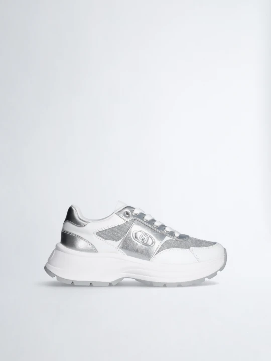 Zdjęcie produktu Liu Jo Leather And Lurex Sneakers srebrny