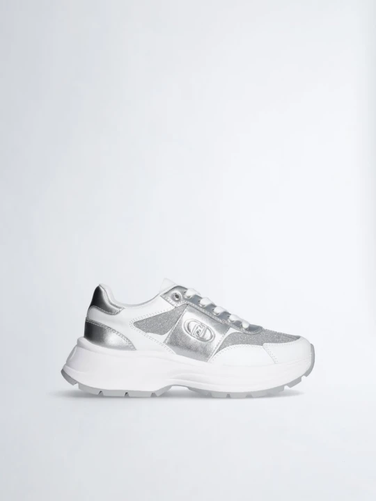 Zdjęcie produktu Liu Jo Leather And Lurex Sneakers srebrny