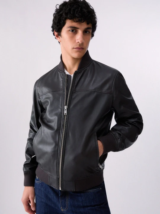 Zdjęcie produktu Liu Jo Leather Bomber Jacket Chocolate